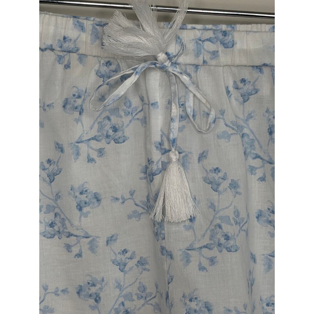 Caroline Constas 100% Cotton Floral Lace Sleepwear Short Blue White Womens Large - Picture 6 of 7